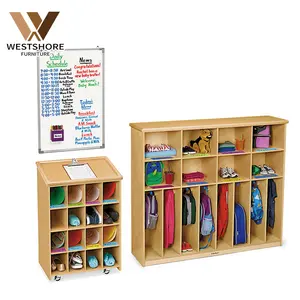 Rastrelliera per abbigliamento Montessori per bambini con ripiano combinato con MAXI mensola prescolare per bambini guardaroba asilo nido libreria per asili nido