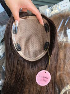 Remy tóc con người toppers đầy đủ kết thúc phần sợi ngang toupee với lụa cơ sở Topper siêu đôi rút ra trinh nữ châu âu 12A - Product Image 4