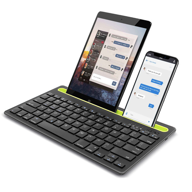 Wireless Keyboard for Multi-Device With Portable Pad Phone Holder Slot
