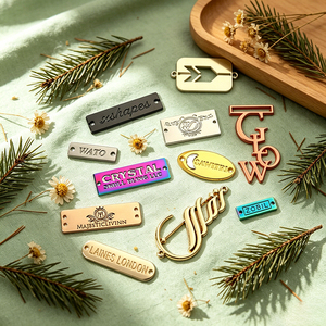 Own Artwork Custom Metal <b>Name</b> <b>Labels</b> Sewing Metal Logo Tags Private Brand Metal Plates for Fashion Garment & Bags - Product Image 3