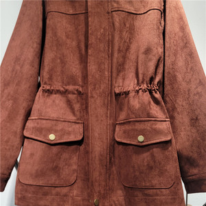 Nouvelle Arrivée Automne 2026 – Manteau <span class=keywords><strong>Trench</strong></span> Rétro en <span class=keywords><strong>Daim</strong></span> Ample à Col Revers et Fermeture Éclair à Manches Longues - Product Image 5