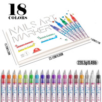 Ensemble de 18 marqueurs pour nail art, pointe extra fine de 0,5 mm, à base d'eau, séchage rapide, stylos de peinture pour ongles DIY