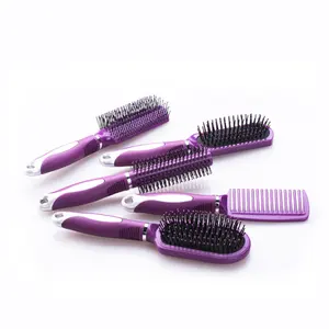 Manufacturer 5Pcs Professional Custom Detangling Hair Brush Set Salon Plastic Hair Brush with Round Oval Cushion Comb Type Brush