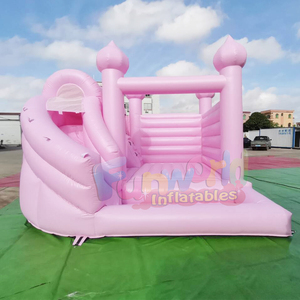 Castillo inflable rosa con tobogán y piscina de pelotas, combo para fiestas infantiles, castillo hinchable para exteriores - Product Image 2