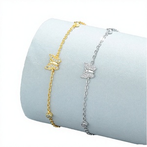 Jeweltech 925 Sterling <b>Silver</b> Geometric Zircon <b>Charm</b> Bracelet Gold Plated Trendy Style for Women-Wedding & Party Occasions - Product Image 2