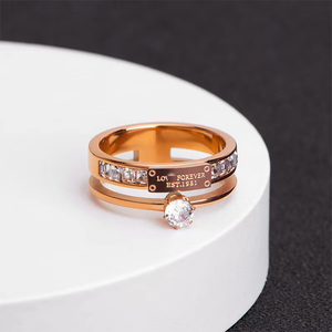 Cặp vợ chồng vòng thép titan lớn zircon đôi vòng thép không gỉ - Product Image 1