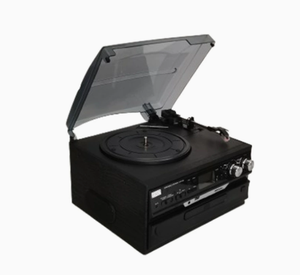 Sistema de Audio Multifuncional de Madera Directo de Fábrica, Tocadiscos Todo en Uno con Reproductor de Vinilo, CD, Casete, Radio FM y USB para el Hogar, Estilo Vintage - Product Image 1