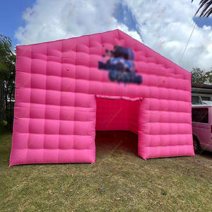 Zhenmei 26ft Portable Blow LED Light Disco Nightclub Cube Outdoor Event Rental Pink Oxford Cloth Tent para publicidad inflable - Product Image 4