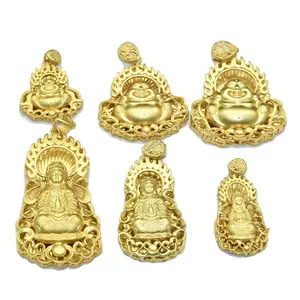 Fashion Unisex Jewelry Ancient Gold Color Plating Matt Surface Guanyin Buddha Pendants For Chinese Style Jewelry Making