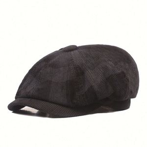 Boina Octogonal Estilo Británico de Pana de 8 Paneles para Primavera, Otoño e Invierno, Gorra Newsboy Literaria Juvenil para Hombres y Mujeres, Moda y Vestir - Product Image 6