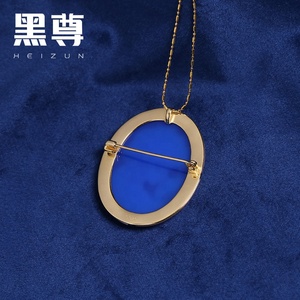 Agate bleue camée 3D sculpture S925 argent plaqué or Victoria Lady pendentif collier pour femmes élégantes <span class=keywords><strong>bijoux</strong></span> - Product Image 5