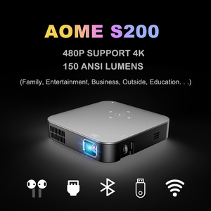 <span class=keywords><strong>Mini</strong></span> proyector de vídeo inteligente para exteriores AOME 200 ANSI Lumen Nativo 4K HD Android 9/11 Operado DLP Cast 2G RAM Stock europeo - Product Image 6