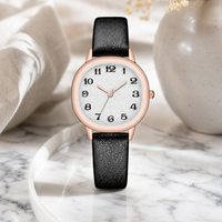 Montre-bracelet élégante pour femme à quartz, boîtier en alliage, bracelet en cuir, mouvement à quartz chinois, montre de soirée pour femme