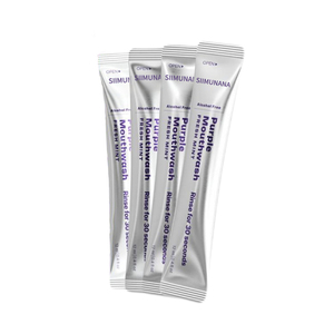 Tiras desechables moradas para blanquear los dientes, enjuague bucal sin alcohol, menta fresca, cuidado de las encías, enjuague bucal de viaje - Product Image 4
