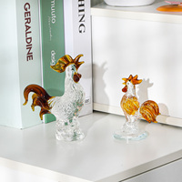 Figurine de coq en cristal poli, écologique, gravée, miniature peinte à la main, objet de collection d'art populaire