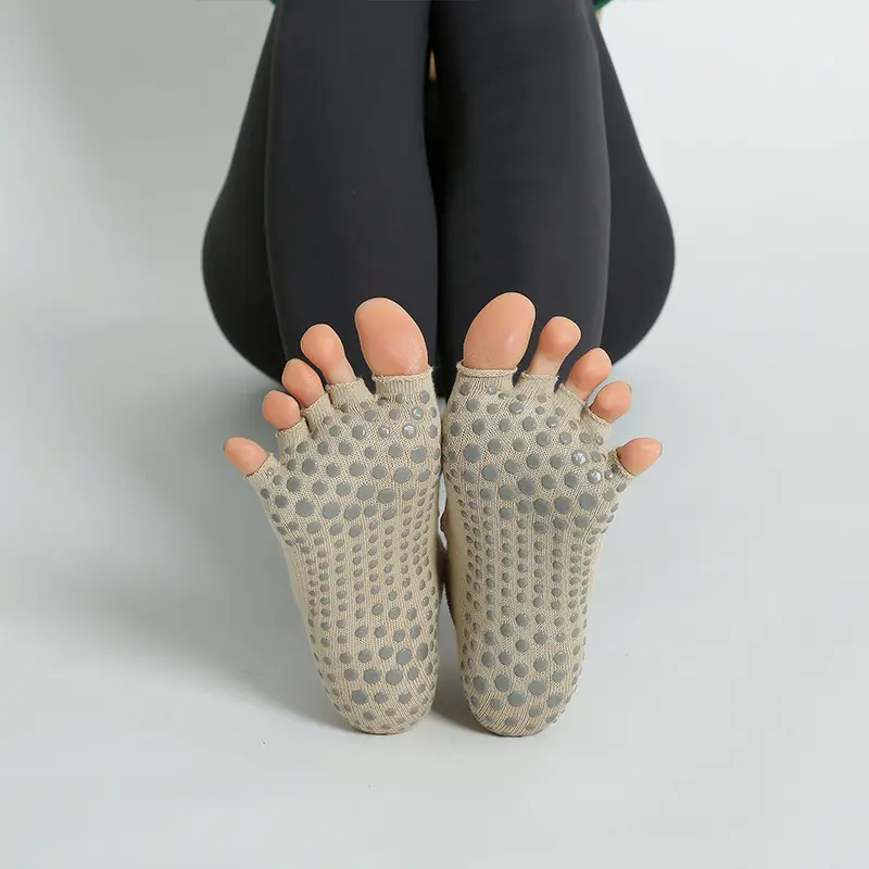 ถุงเท้าโยคะถอดนิ้วโป้งครึ่งนิ้ว,ออกแบบได้เองสำหรับมืออาชีพเล่นกีฬาแทรมโพลีนพิลาทิส