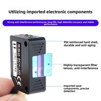 Saklar Fotoelektrik Laser Anti-Interferensi Tipe Cermin Reflektif LQL-318MNO Sensor Cahaya Tampak DC10~30V NPN Normal