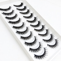 10 paires de faux cils européens à tige noire Volume 3D Extra Long bouclés une pièce moelleux Faux cils de vison en gros
