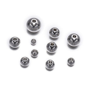 Perles rondes perforées en acier inoxydable perles perforées en acier chaîne de forage poinçonnage perles de positionnement boule perforée bricolage - Product Image 5