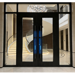 Porte d'entrée pivotante extérieure de style moderne chinois, porte d'entrée de sécurité américaine en aluminium, porte d'entrée pivotante en acier pour maison - Product Image 5