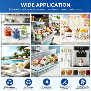High Quality Biodegradable <b>Disposable</b> Custom Paper Ice Cream <b>Cup</b> Tubs For Ice Cream Gelato StandsTakeaway Packaging - Product Image 5