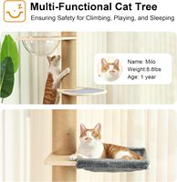 Arbre à gratter pour chat multi-niveaux, grand, solide, moderne, en bois, réglable, écologique, jusqu'au plafond, pour salon