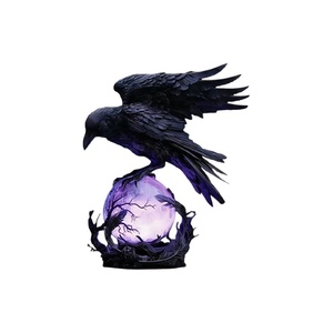 โคมไฟตั้งโต๊ะรูปอีกาเรซิ่นสไตล์โกธิคยุโรป ยี่ห้อ Raven's Moonlight แสง LED 2700K สีขาวนวล สำหรับห้องนอน ขั้วหลอด E26 - Product Image 4