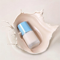 Botol Lotion Kaca Silinder Kosong 15ml 30ml dengan Pompa, Sablon, dan Lapisan Frosted untuk Wadah Kosmetik Perawatan Kulit, Grosir Guangzhou
