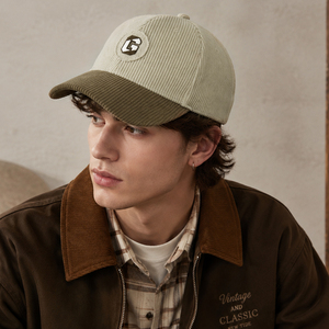 Custom Spring Autumn 6 Panel Beige Brown Patchwork Corduroy Unisex Baseball Cap Sports Caps <b>Sun</b> <b>Hat</b> for Outdoor Activities - Product Image 5