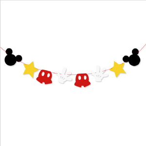 Guirlande en feutre Mickey <span class=keywords><strong>Minnie</strong></span> <span class=keywords><strong>Joyeux</strong></span> <span class=keywords><strong>Anniversaire</strong></span> - Écologique et durable pour les fêtes d'enfants et la décoration de la rentrée scolaire - Product Image 5