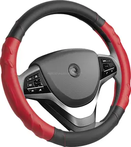 MELCO MO24032 Universal 15-Inch Fashion Sport Red Black Auto Car Steering Wheel Cover Customized For Men