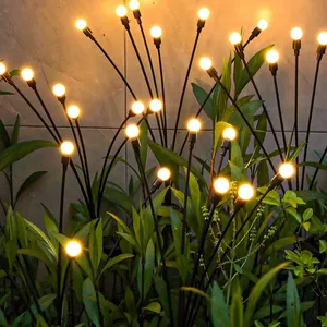 Yüksek kalite LED ışık açık hava aydınlatması rüzgar darbeler sallanan Led enerjili güneş Firefly bahçe lambası