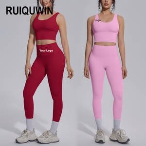 Conjunto de Yoga RUIQUWIN con Logotipo Personalizado, Sujetador Deportivo Suave como la Mantequilla, Leggings de Cintura Alta de Secado Rápido, Ropa Deportiva para Mujer, para Gimnasio y Entrenamiento - Product Image 1