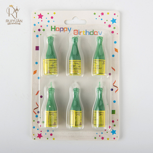 Juego de velas de botella de champán personalizadas <span class=keywords><strong>para</strong></span> <span class=keywords><strong>cumpleaños</strong></span>, velas decorativas de fiesta creativas con forma de botella de vino de cera de parafina - Product Image 3