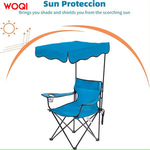 Chaise pliante d'extérieur Woqi avec auvent pare-soleil bleu ciel en aluminium et tissu Oxford pour jardin et camping - Product Image 5