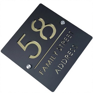 Nouvelle conception personnalisée moderne en acier inoxydable étanche, plaque de porte commerciale, numéro de maison en relief, adhésif pour immeuble d'appartements - Product Image 4