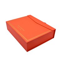 Boîte cadeau magnétique orange pliable en stock, boîte rigide pliable monobloc, boîte à couvercle rabattable de qualité supérieure pour les cadeaux d'anniversaire et d'affaires