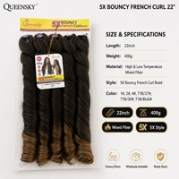 Perruque tressée au crochet à boucles françaises 5X élastiques, double trame, résistante aux hautes et basses températures, vente directe usine, best-seller transfrontalier