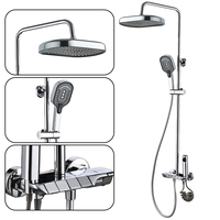 Système de douche thermostatique réglable et étanche pour salle de bain, avec pommeau de pluie 40 pouces en alliage d'aluminium gris anthracite et mitigeur de douche piano