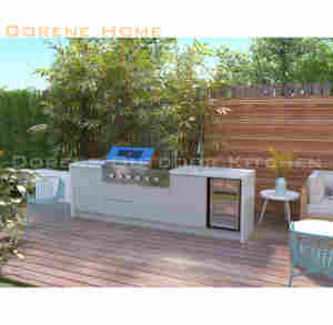 2025 dorene חמה סט קטן ארון מטבח חיצוני ארון מטבח עם עיצוב מפל אבן משטח & מקרר גריל גז - Product Image 1