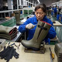 Bottes de chasse en caoutchouc imperméables unisexes à mollet large, hauteur genou, respirantes et doublées thermiquement, pour hommes et femmes