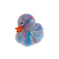 Jouet anti-stress en caoutchouc TPR souple et compressible en forme de canard avec motif tourbillon et paillettes - Jouet créatif unisexe amusant