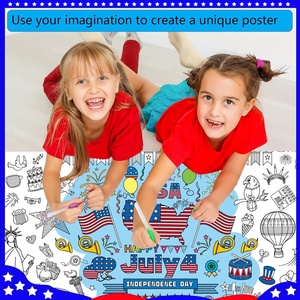 Offres Spéciales 4 juillet : Affiche <span class=keywords><strong>à</strong></span> colorier personnalisée, Nappe et Bannière pour <span class=keywords><strong>la</strong></span> Fête de l'Indépendance Américaine, Jeux de fête et Décoration murale de classe - Product Image 6