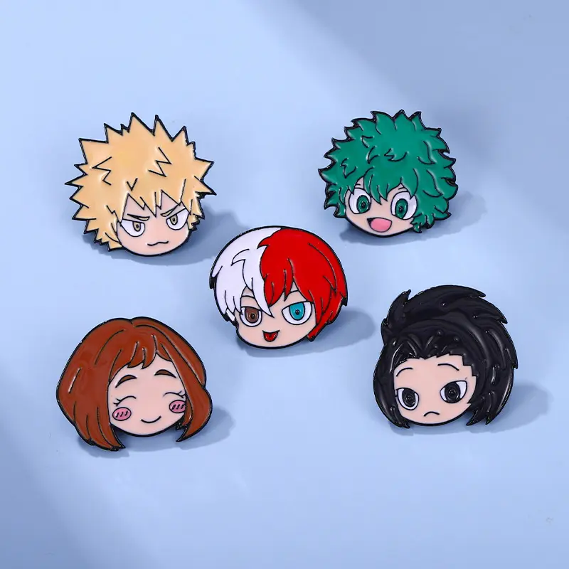 Kustom Lucu Kartun Karakter Lapel Pin Lencana Logam Anime My Hero Academia Campuran Enamel Pin Set untuk Tas