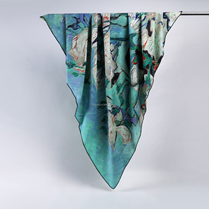 100% soie satin perlé, simple et magnifique [Lumière de lune au-dessus de l'étang de lotus] [Floral pastoral] 108*108cm / 42.52*42.52 pouces - Product Image 2