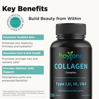 Capsules de protéines multi-collagènes de marque privée OEM, types I, II, III, V, X, pour la peau, les cheveux, les ongles et le soutien des articulations, complément de 150 unités