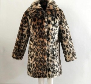 Giacca da donna in pelliccia di leopardo medio cappotto completo di pelliccia soffice pelliccia pelosa abbigliamento artificiale rosso viola inverno - Product Image 1