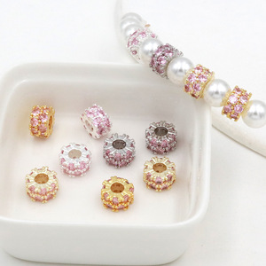 Zircon Barrel <b>Beads</b> 14k Gold Silver Plated Double Layer <b>Large</b> Hole DIY Jewelry Accessories For Bracelet Necklace Making - Product Image 1