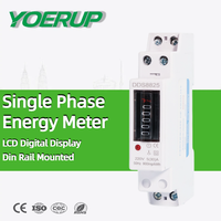 Meteran Listrik Pintar Satu Fasa 1P LCD Digital Display Wattmeter Pengukur Konsumsi Daya Energi kWh 220V DIN Rail