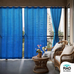 Electric Blue Eyelet Outdoor <b>Curtains</b> 180 GSM with Vibrant Bold Blue Shade and Soft Light Filtering Fabric for Stylish Balcony - Product Image 2